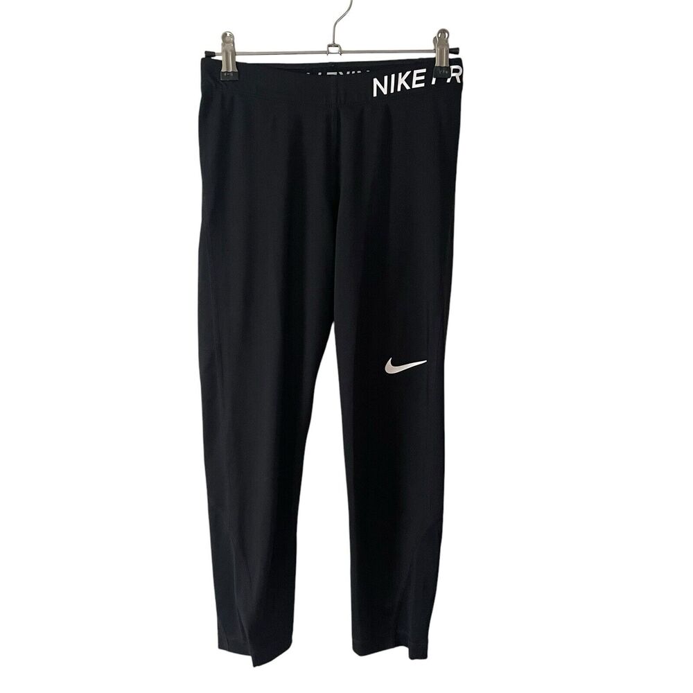 Nike Pro Small Tight Training Leggings Black Solid Cropped Activewear
